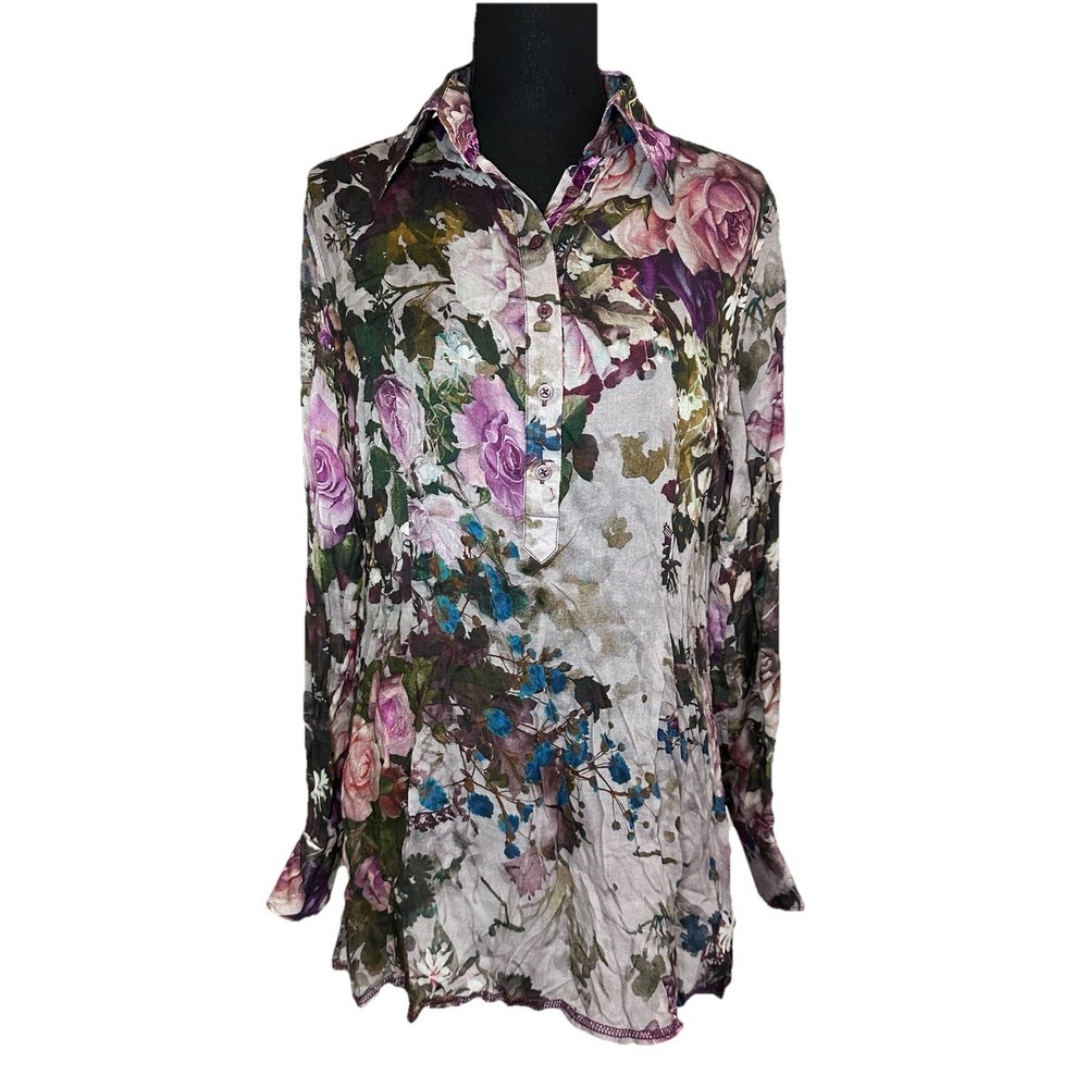 Georg Roth Women MEDIUM Floral Dark‎ Romantic Fairy Grunge Whimsigoth Blouse Top